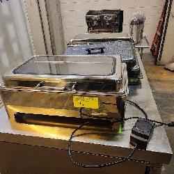 SS ELECTRIC POWERED CHAFING DISHES W/ EXTRA PARTS