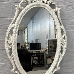 Framed White Oval Mirror