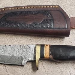 Damascus Fixed Blade Knife w/Sheath #2