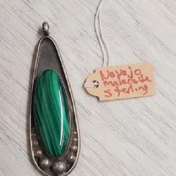 Vintage Navajo Sterling Malachite Pendant