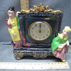 Vintage Chinese Porcelain Lusterware Wind Up Clock