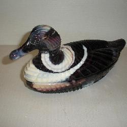 LG WRIGHT  AGROAGATE PURPLE SLAG GLASS DUCK 11 IN