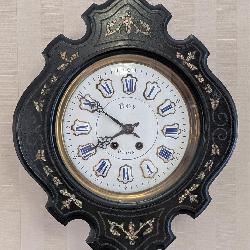 Antique French Porcelain Face Clock w/MOP Inlay