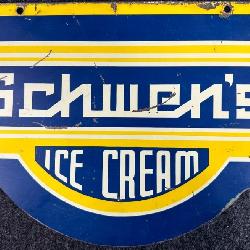 Schwen's Ice Cream Double Sided Painted Metal Advertising Sign 