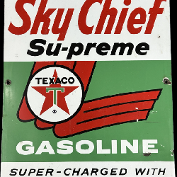 Original Texaco Sky Chief Gasoline Petrox Gas Pump Plate Sign 