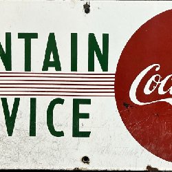 Coca Cola SSP Porcelain Fountain Service Advertising 1940s Sign 