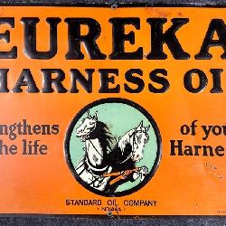 Eureka Harness Standard Oil Co Indiana Embossed SST Advertising Sign 