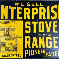 Enterprise Stoves & Ranges Original Painted Metal Advertising Flange Sign 