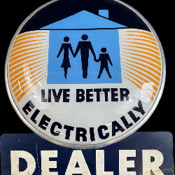 Live Better Electrically Dealer Painted Glass Advertising Products 1940s Sign 