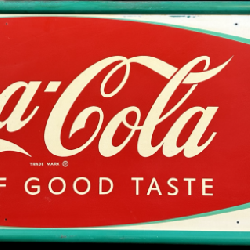 Coca Cola Sign Of Good Taste Original Self Framed 1960s Fishtail Sign 