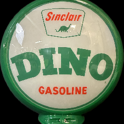 Green Dino Gasoline Gas Pump Globe w/ Both Lenses