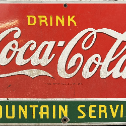 Drink Coca Cola Fountain Service Single Sided Porcelain Advertising Sign 