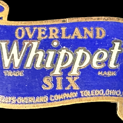 Willys Overland Whippet Six Toledo Ohio Enamel Radiator Badge Emblem - High Grade