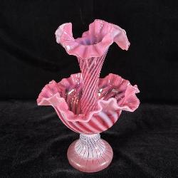 1940'S Fenton single epergne Cranberry Opalescent