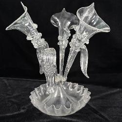 Antique Victorian 6 Hole Clear Glass Epergne >