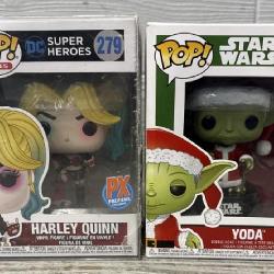 (2) Harley Quinn & Yoda Funko Pops