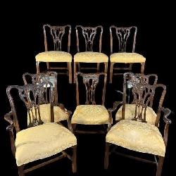 8 SOLID MAHOGANY HIGH QUALITY CHIPPENDALE CHAIRS