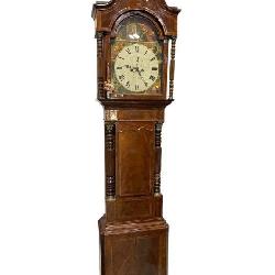 19TH CENTURY MAHOGANY INLAID TALL CASE CLOCK