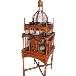 SOLID MAHOGANY LARGE BIRDCAGE ON STAND