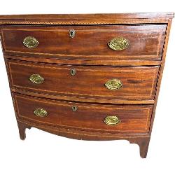 18TH CENTURY BOWED 3 DRAWER INLAID CHEST