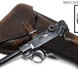 German P08 9mm Luger Pistol with Holster and Matching Magazine