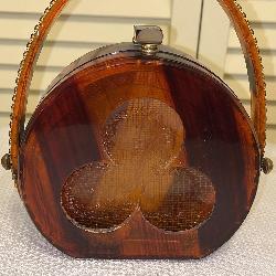 1950ï¿½s Vintage Lucite Round Purse with Shamrock