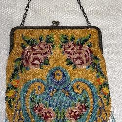 Lovely Yellow Beaded Flapper Bag