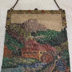 Antique Edwardian micro glass bead evening bag