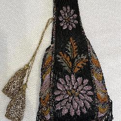 Flapper Beaded Floral Black Purse