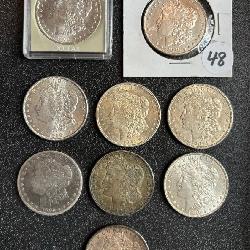 Lot# 48 (9) Morgans- 1878S BU, 1900, (2) 1880, (2) 1886, & (3) 1921