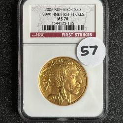 Lot# 57 2006 Buffalo G $50 Fine-First Strikes Gold Coin Graded NGC MS 70