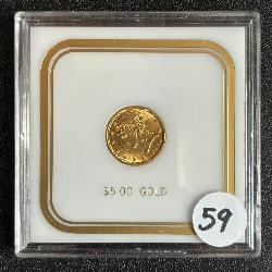 Lot# 59 1901 $5 Liberty Half Eagle Gold Coin Graded MS 62 in slab