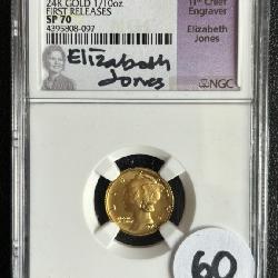 Lot# 60 2016 W 10C 1/10 oz Gold Coin - Signed by 11th Chief Engraver Elizabeth Jones