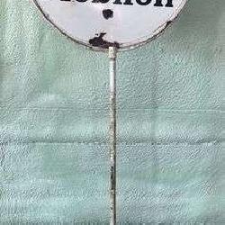 Mobiloil Original Double Sided Porcelain Gargoyle Lollipop Sign