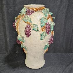 Crackle Florentine Majolica Grape Vine Floor Vase