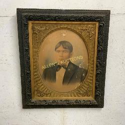 Oval Portrait with Ornate Wooden Frame