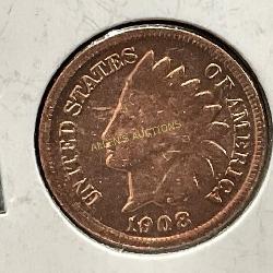 1908 S Indian Head Penny in Protective Holder