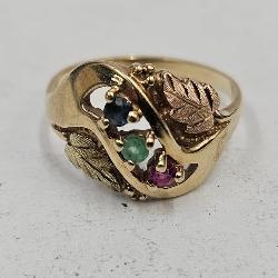 10 k  Black Hills Gold Ring sz 7 1/2