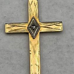 10k Gold Single Diamond Shard Cross Charm