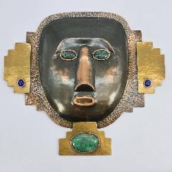 Art En Metal Copper & Malachite Mask By M.