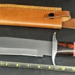 9in. Hand Made Bowie Knife With Leather Sheath