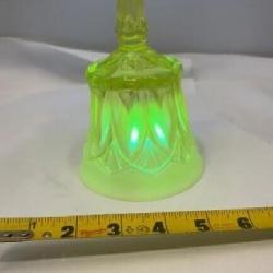 FENTON ART GLASS BELL TOPAZ VASELINE IRIDESCENT