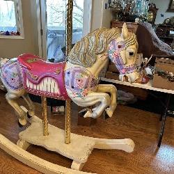 LARGE ROCKING CAROUSEL HORSE, WOODEN?