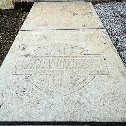 Harley Davidson stamped in concrete