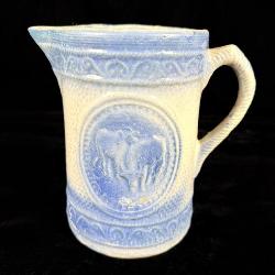 Antique Bull & Cow Salt Glaze Pitcher 8