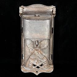 Antique cast-iron mailbox with eagle and crossed >