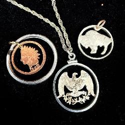 Cut out coin jewelry silver quarter, 1898 Indian >