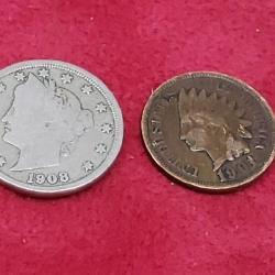 1908  Liberty Head V Nickel 5 Cent Piece, 1901