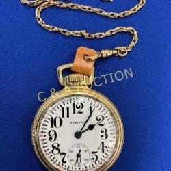 Hamilton Open-Face Pocket Watch with Chain, Model