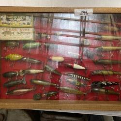 Display Case with Antique Fishing Lures